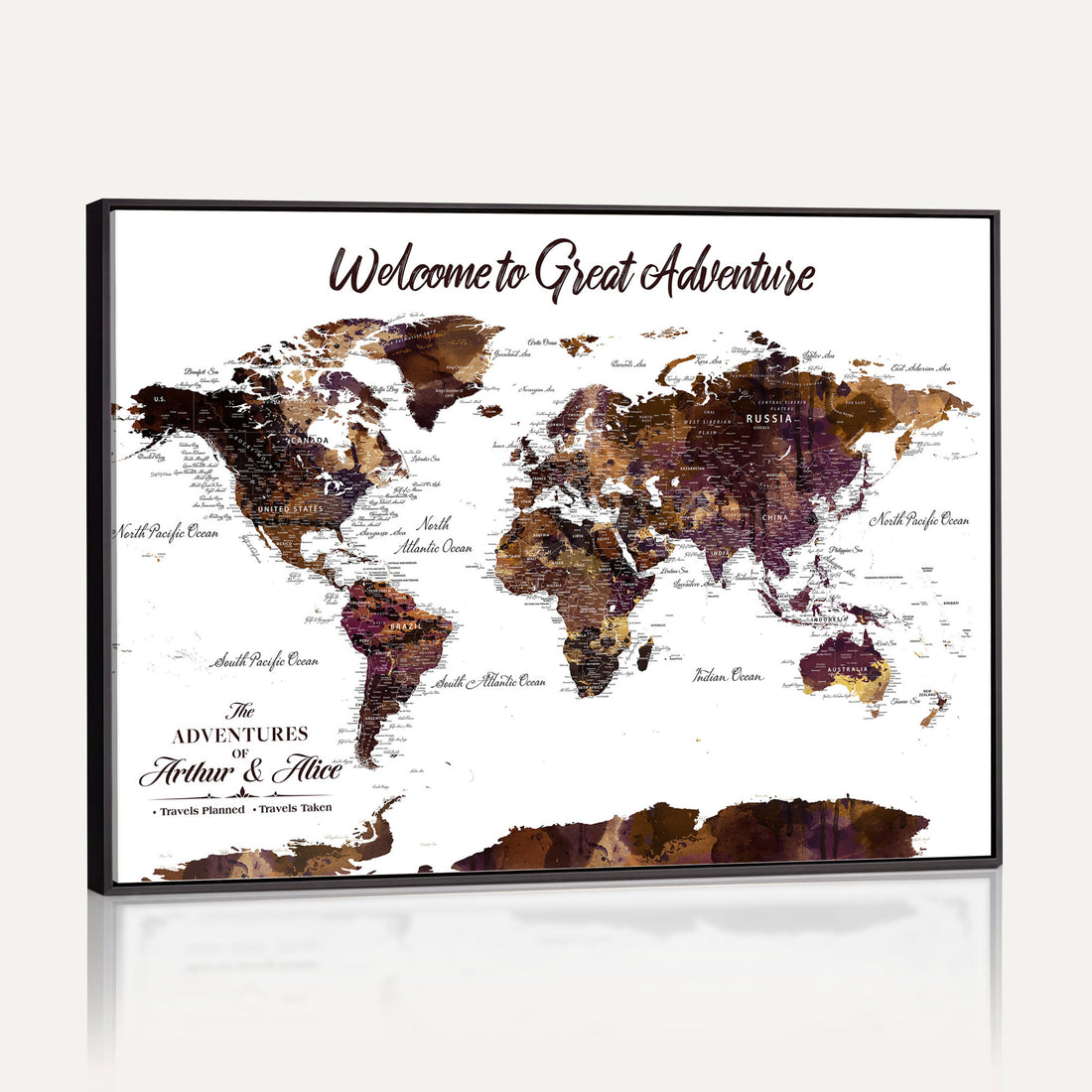 Custom Push Pin World Map Wall Art Canvas Print | Personalized Travel Map