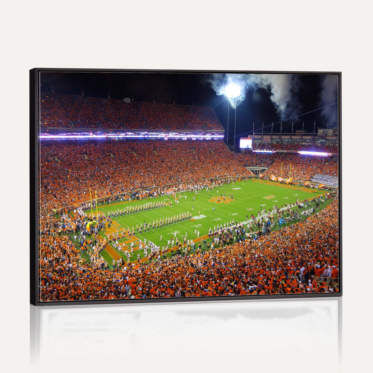 43662631-MGV-CV-36X24 - Clemson Football Stadium Wall Art Canvas Print, College Football Crowd Night Game Scene, Orange Stadium Panorama Wall Decor