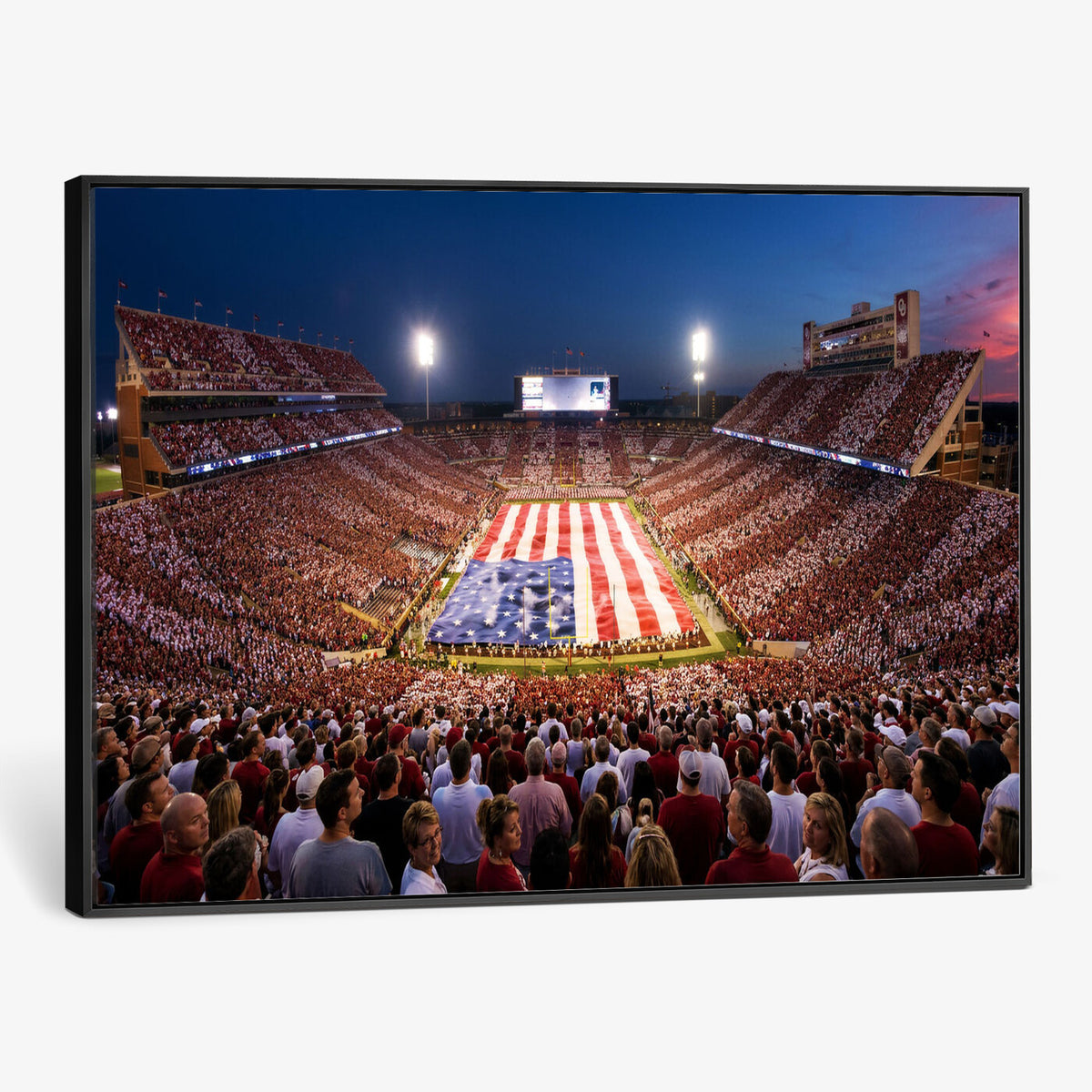 59917418-MGV-CV-36X24 - Oklahoma Memorial Stadium Wall Art Canvas Print – Oklahoma Sooners Football Artwork for Home, Office, and Sports Room Decor