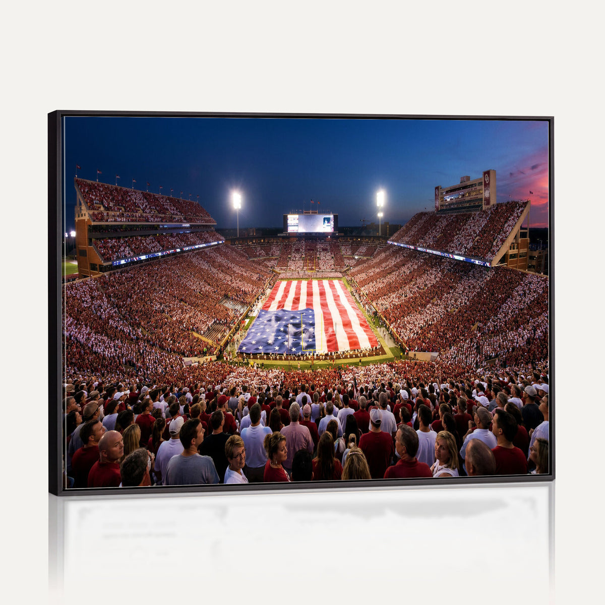 59917418-MGV-CV-36X24 - Oklahoma Memorial Stadium Wall Art Canvas Print | Oklahoma Sooners Football Artwork for Home, Office, and Sports Room Decor