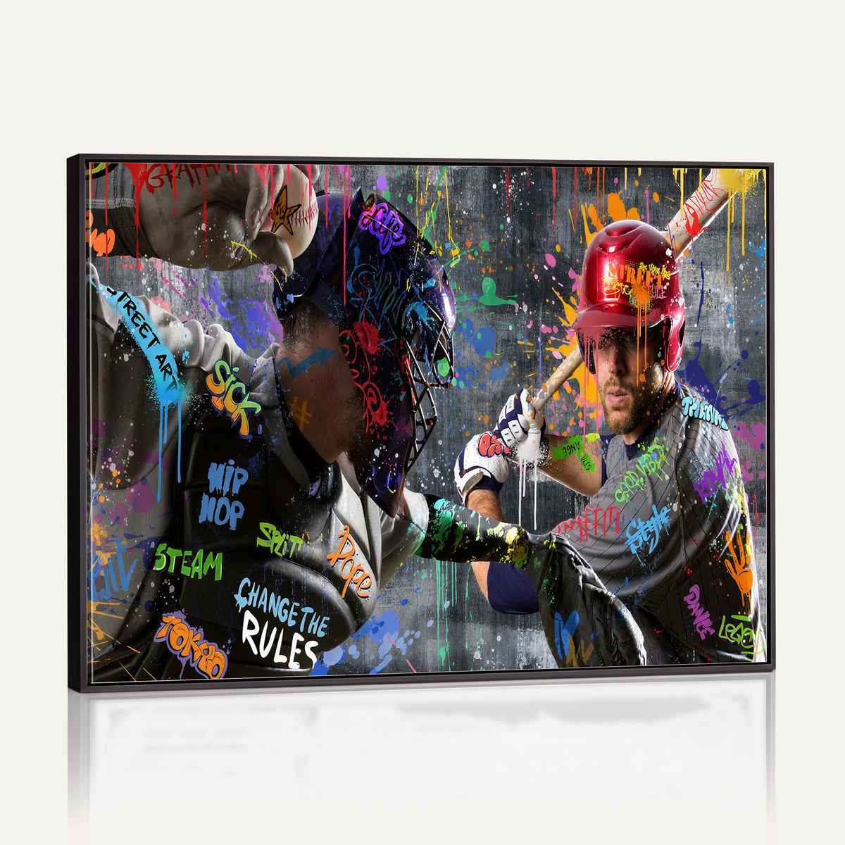 19634994-MGV-CV-36X24 - Graffiti Baseball Player Street Art Wall Art Canvas Print