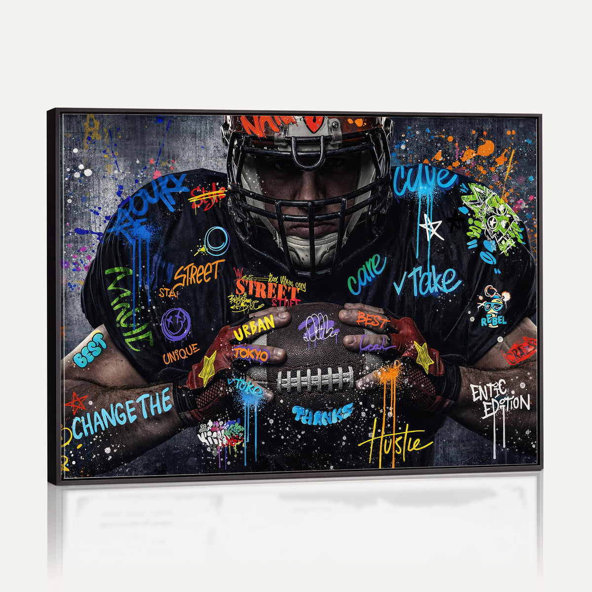 55267256-MGV-CV-36X24 - Graffiti American Football Player Street Art Wall Art Canvas Print