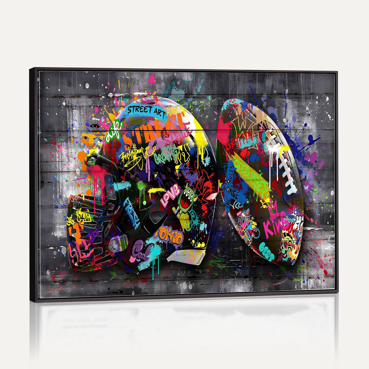 80540773-MGV-CV-36X24 - Graffiti American Football Helmet Street Art Wall Art Canvas Print