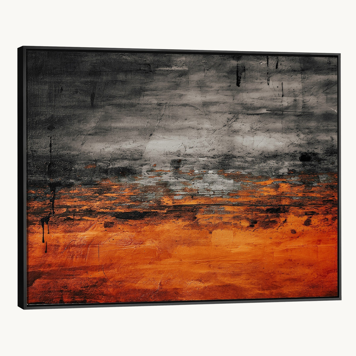 Black Orange Abstract Wall Art Canvas Print Modern Painterly Style