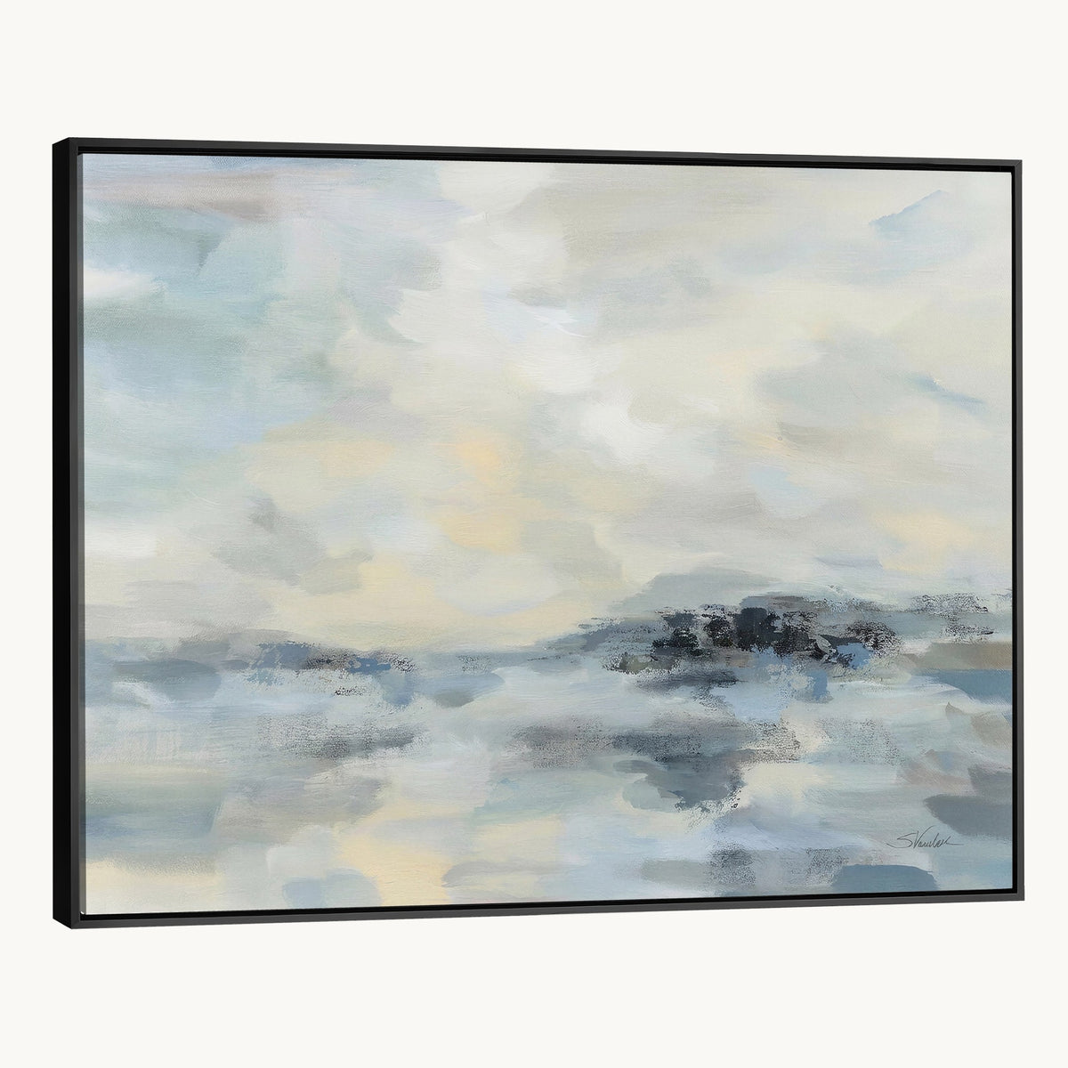 Abstract Coastal Landscape Wall Art Canvas Print | Soft Blue Gray Minimalist Art