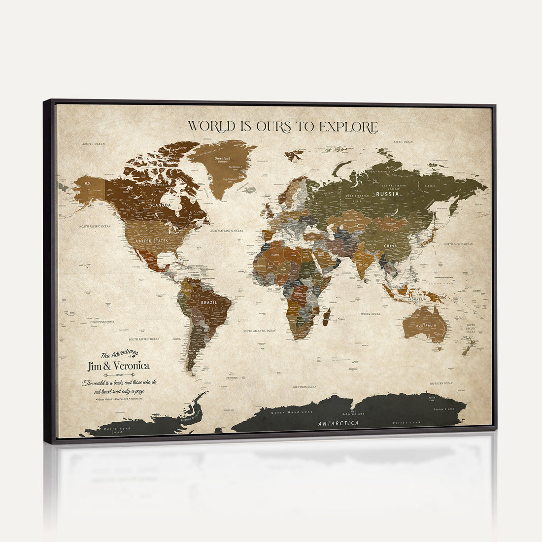 Custom Push Pin World Map Wall Art Canvas Print | Travel Tracker With Pins