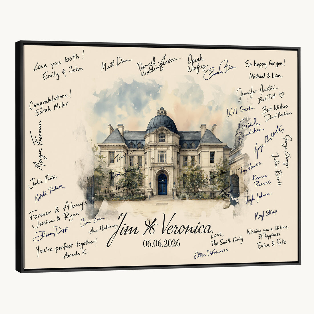Venue Wedding Guest Book Alternative, Personalized Signature Canvas