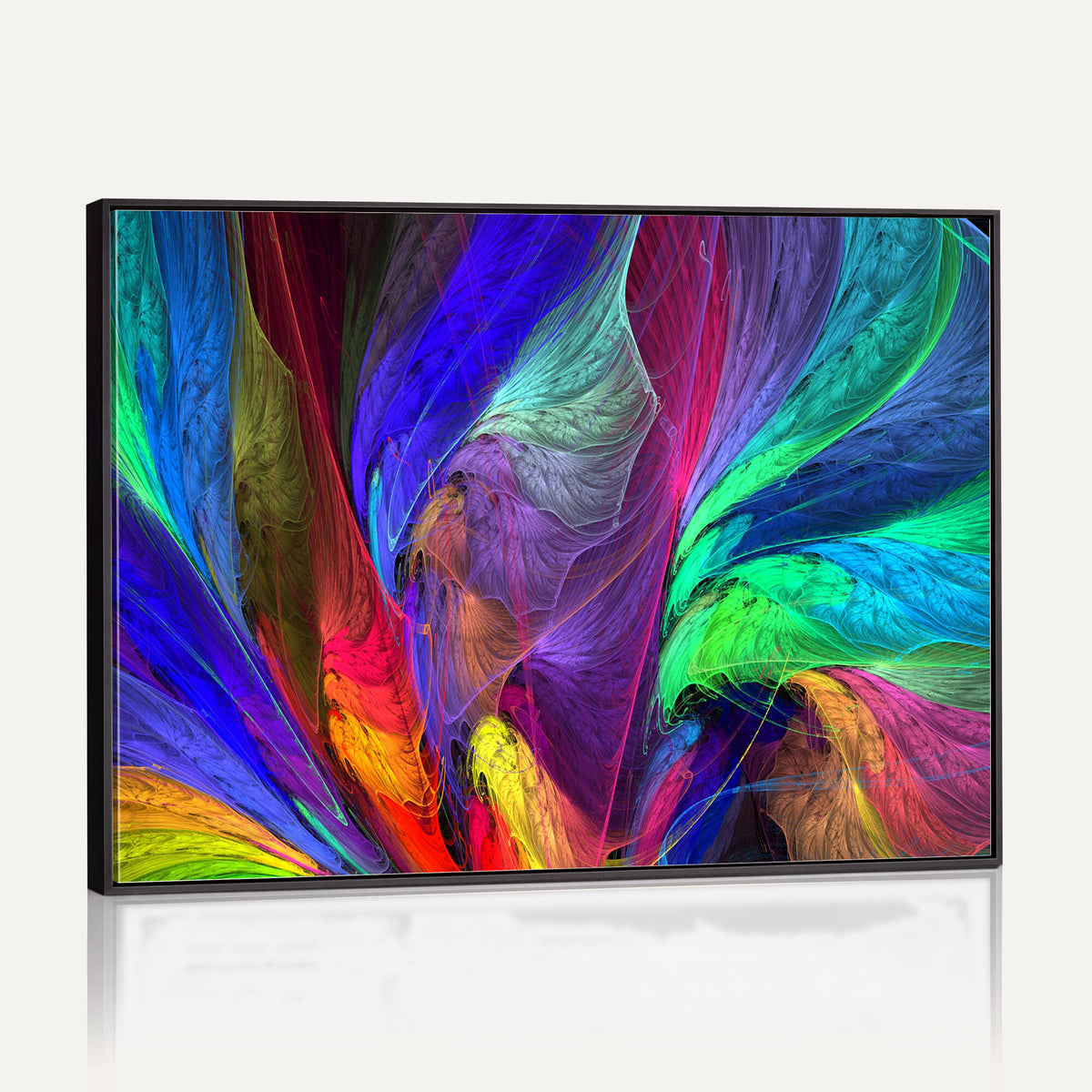376925791-MGV-CV-36X24 - Colorful Abstract Canvas Wall Art, Rainbow Swirl Fractal Print, Bold Multicolor Living Room Decor, Vibrant Energy Art, Large Abstract Wall Art