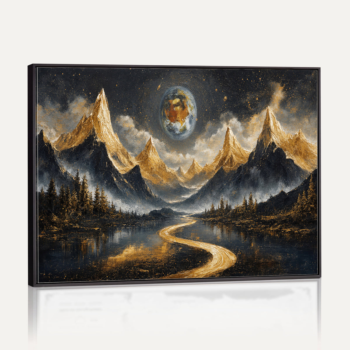 34202127-MGV-CV-36X24 - Abstract Mountain Wall Art Canvas Print Modern Landscape Painting Print