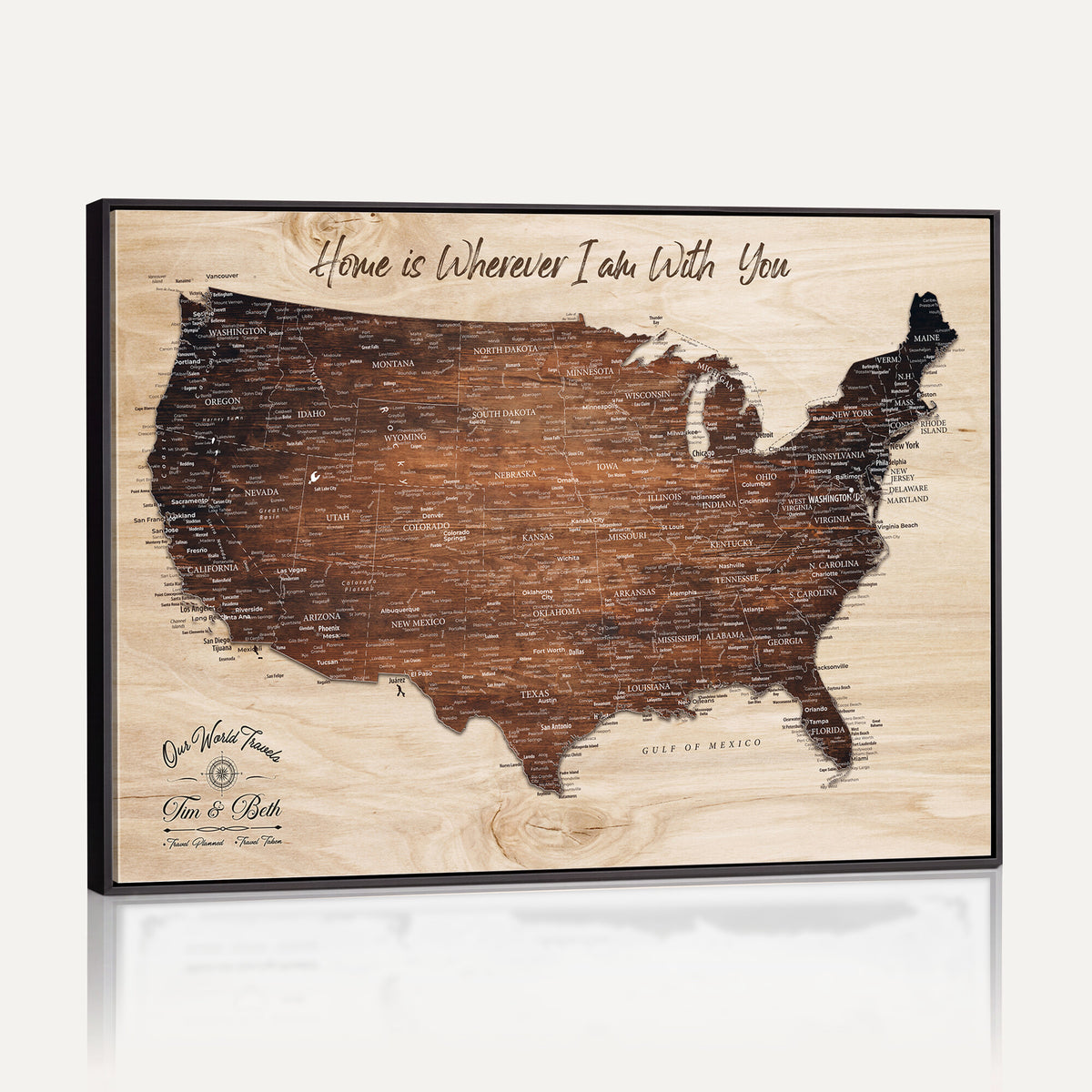 16274332-_Poster-30x20 - Personalized USA Push Pin Travel Map Canvas for Adventure Wall Decor