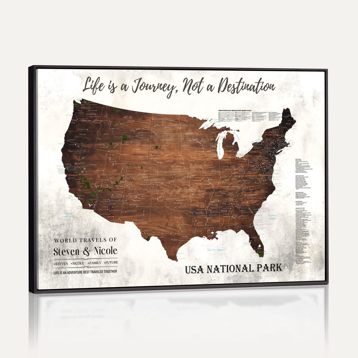 24049800-MGV-CV-36X24 - Personalized USA National Park Push Pin Travel Map Canvas Print