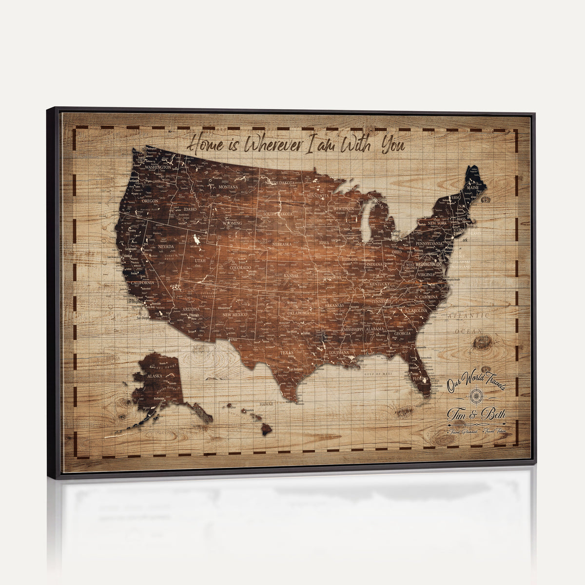 19102499U-MGV-CV-36X24 - Personalized USA Push Pin Travel Map Canvas for Adventure Wall Decor