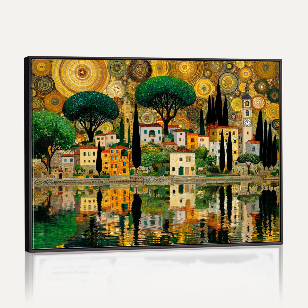 93010897-MGV-CV-36X24 - Gustav Klimt Golden Cityscape Wall Art Canvas Print,