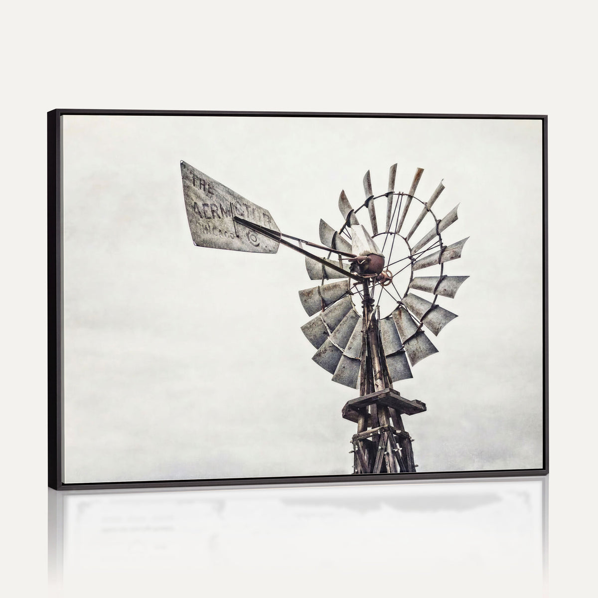 63200638-MGV-TP-24X36 - Vintage Rustic Farmhouse Windmill Canvas Wall Art - Western Country Landscape Print