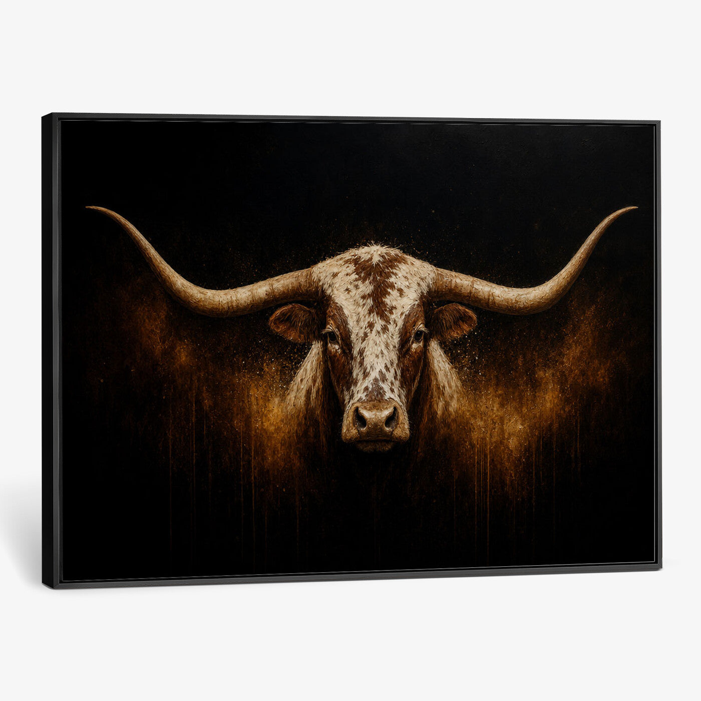12628958-MGV-CV-36X24 - Texas Longhorn Canvas Wall Art Moody Western Bull Oil Painting Print
