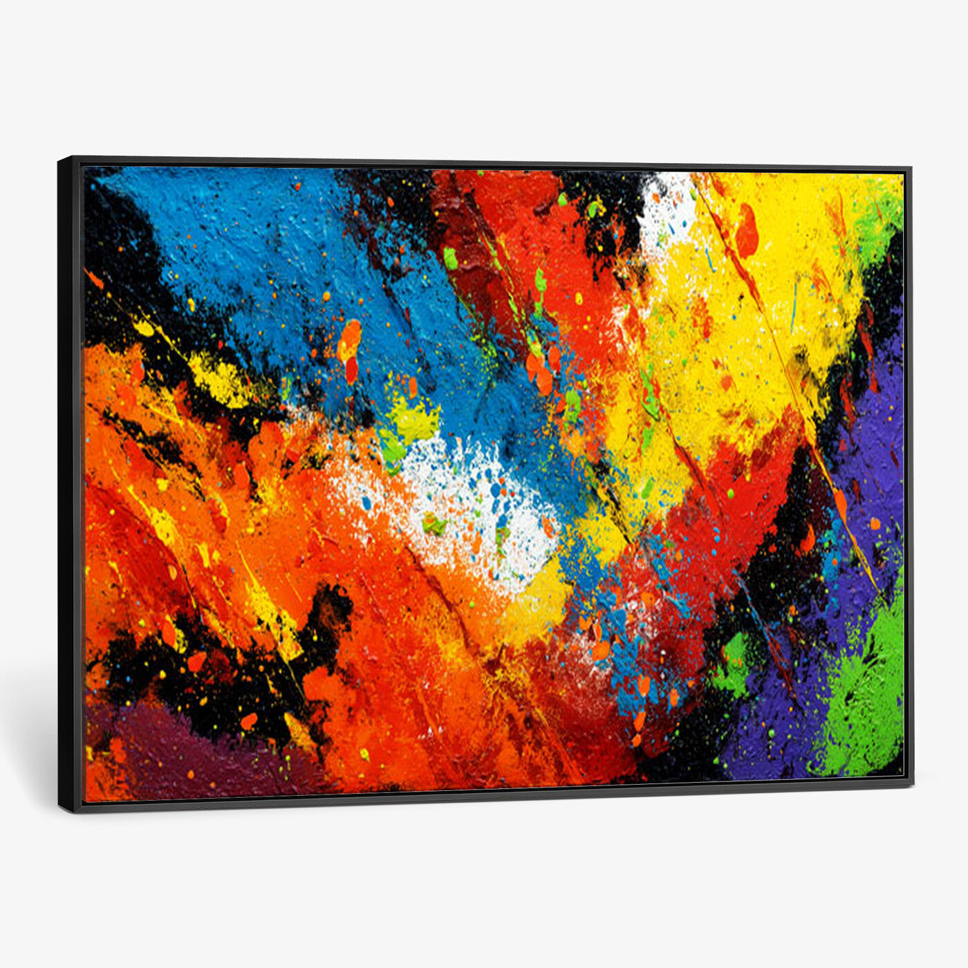 74888753-MGV-CV-36X24 - Vibrant Blue Abstract Canvas Wall Art Colorful Impasto Oil Painting Print