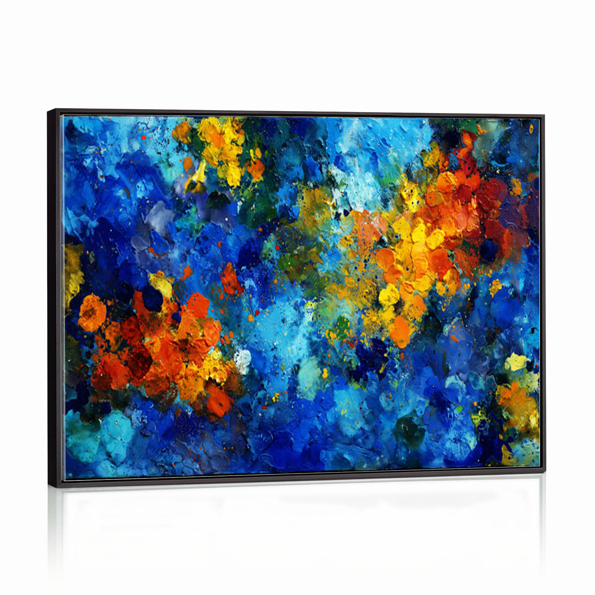 52431611-MGV-CV-36X24 - Vibrant Blue Abstract Canvas Wall Art Colorful Painterly Oil Painting Style Print