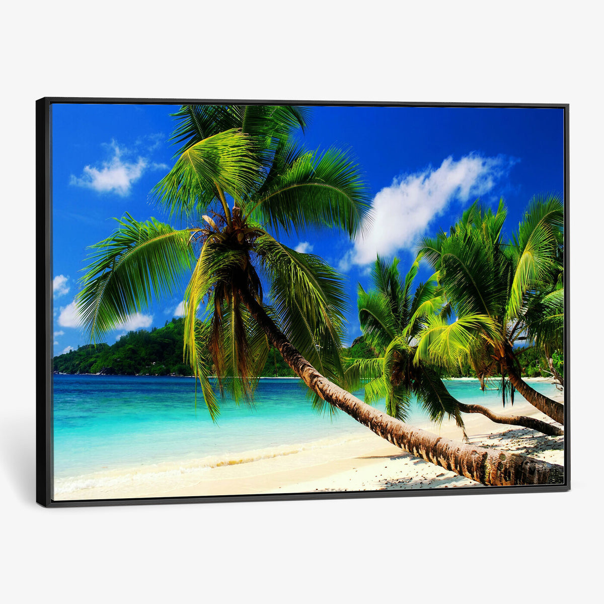 67049818-MGV-CV-36X24 - Tropical Island Coconut Palm Trees Wall Art Canvas Print - Turquoise Beach Print for Lake Home Decor