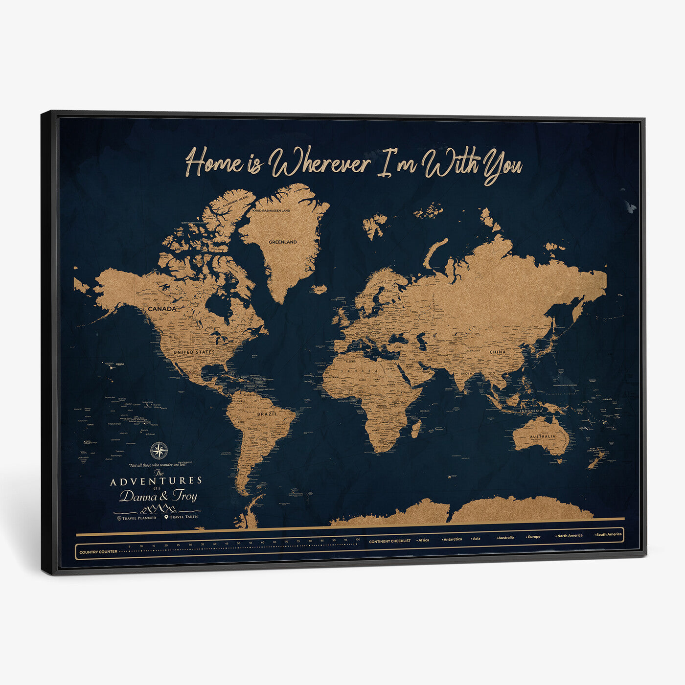 45598170-MGV-CV-36X24 - Custom Push Pin World Map Canvas Print – Personalized Travel Map Wall Art