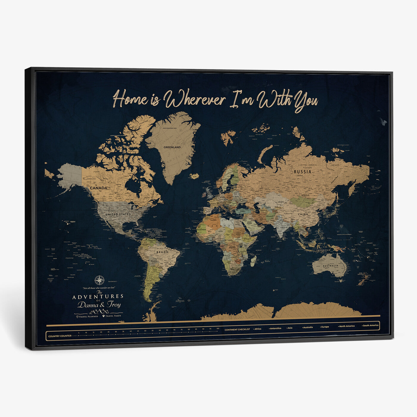 14276407-MGV-CV-36X24 - Custom Push Pin World Map Canvas Print – Personalized Travel Map Wall Art