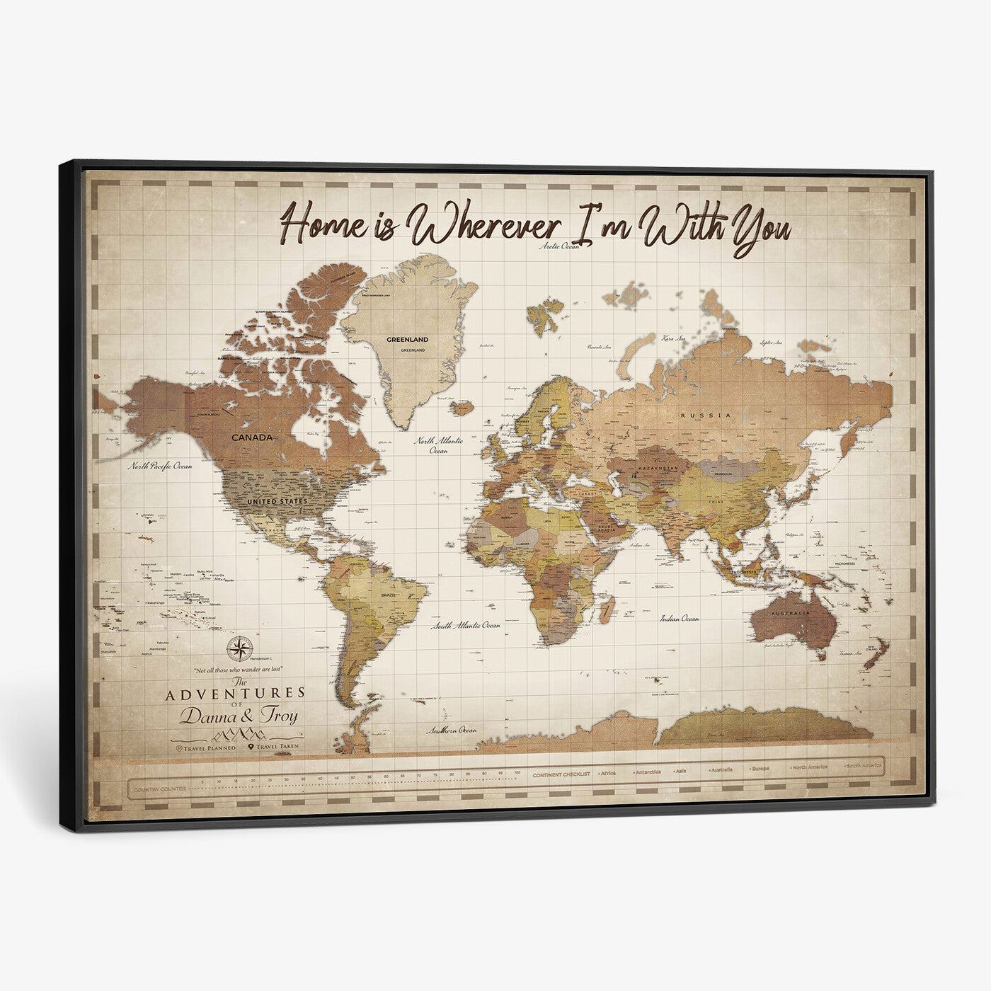 33352020-MGV-CV-36X24 - Custom Push Pin World Map Canvas Print – Personalized Travel Map Wall Art