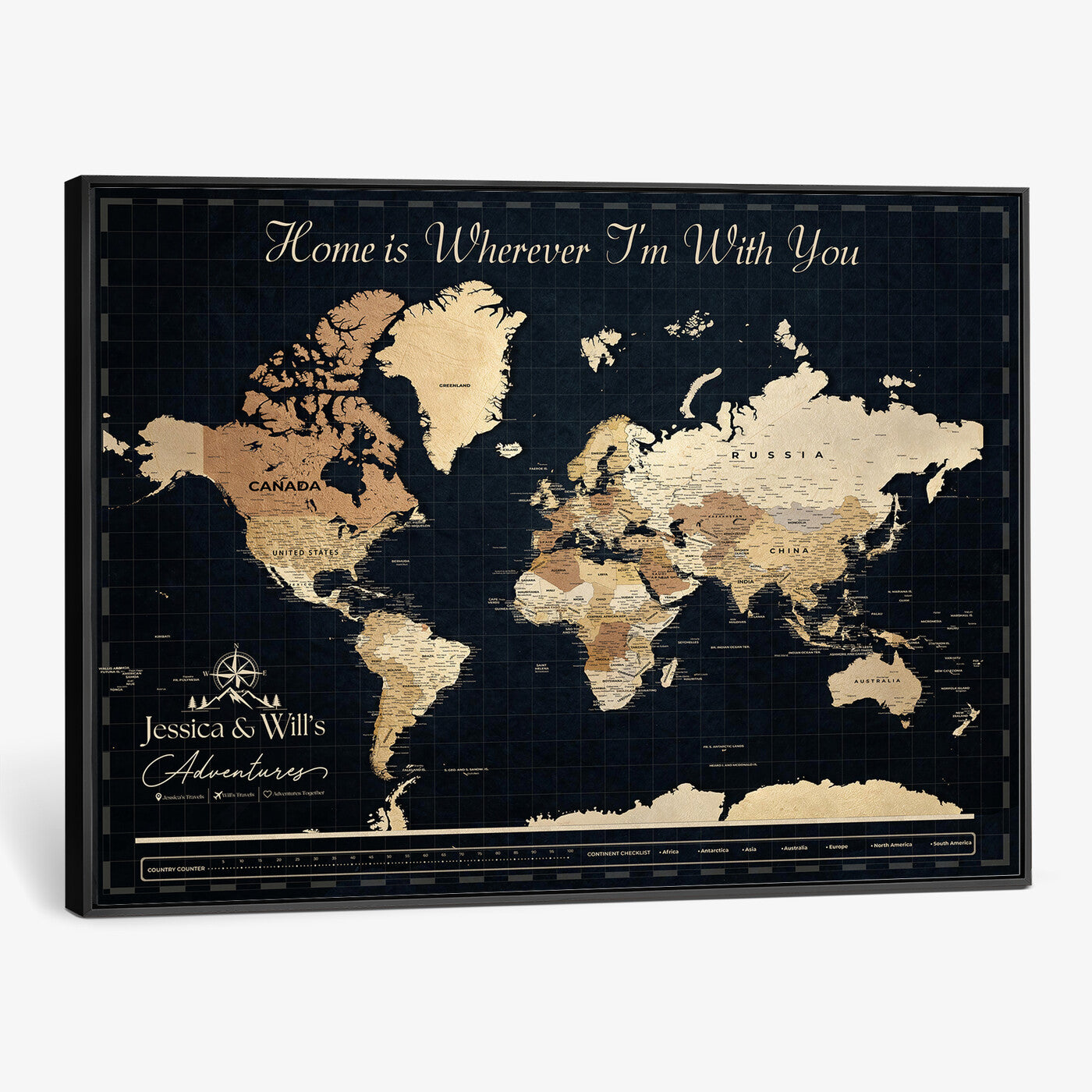 83786806-MGV-CV-36X24 - Custom Push Pin World Map Canvas Print – Personalized Travel Map Wall Art