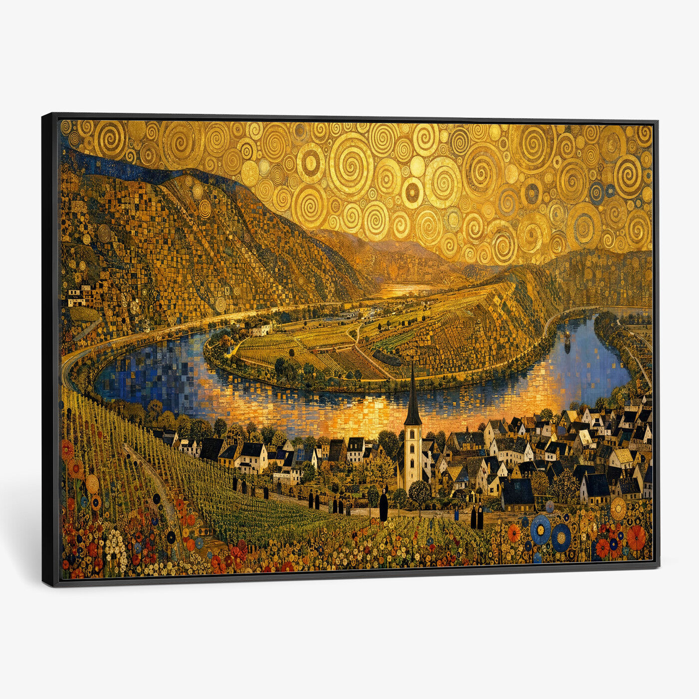 33713008-MGV-CV-36X24 - Gustav Klimt Style Mosel City Wall Art Canvas Print