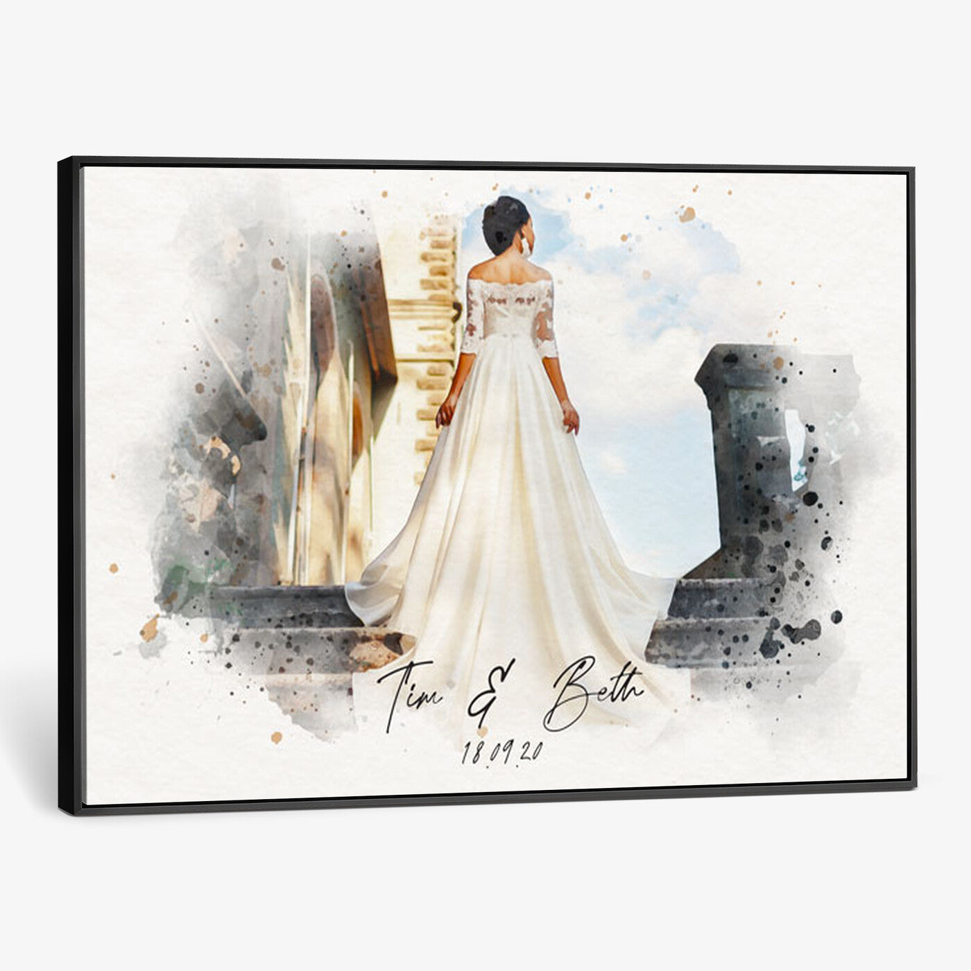 22778251-MGV-CV-36X24 - Watercolor Couple Portrait from Photo, Custom Wedding Anniversary Gift for Wife Husband Parents, Engagement Gift for Friend, Custom Gift