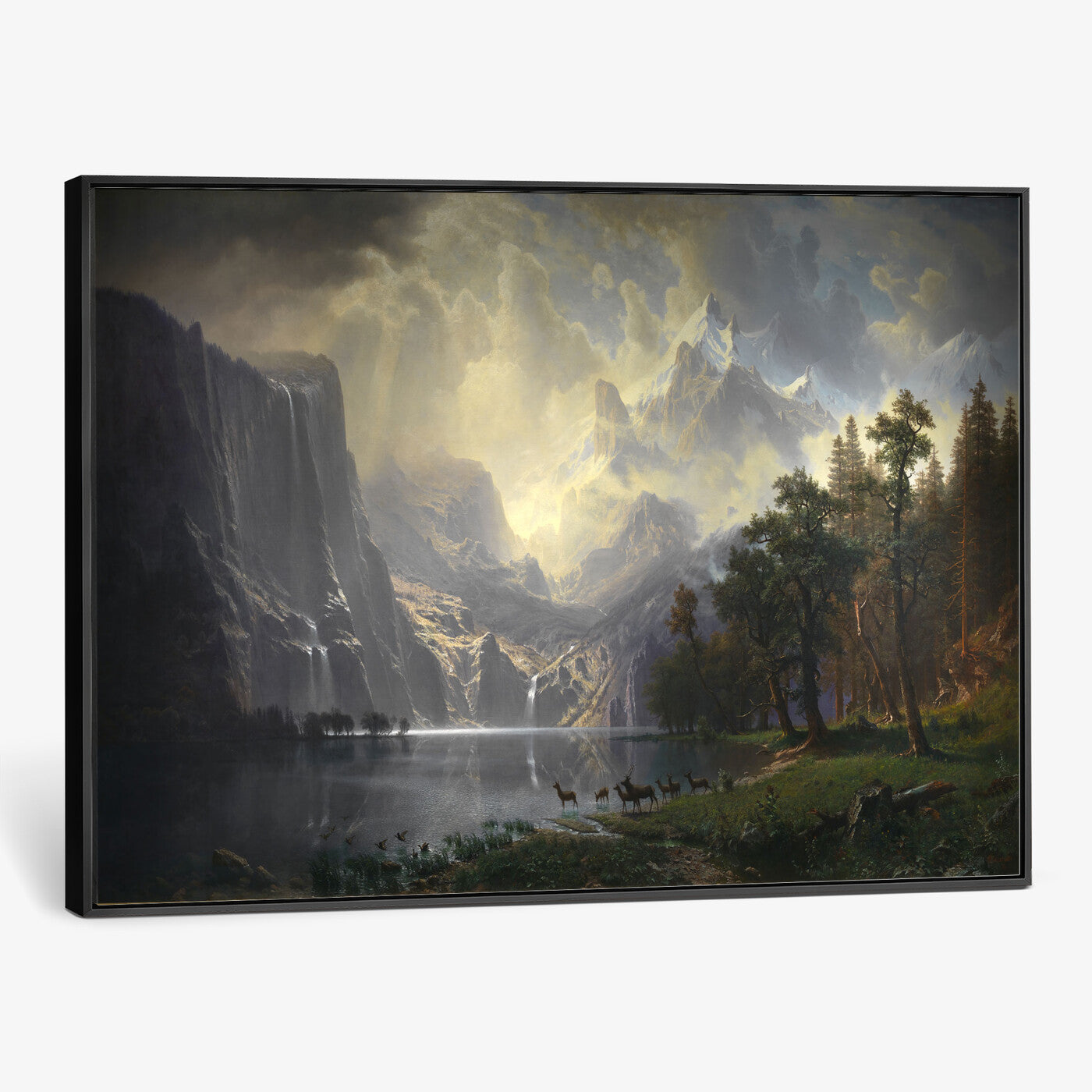 88679214-MGV-CV-36X24 - Albert Bierstadt Among the Sierra Nevada California Yosemite Wall Art Canvas Print, Classic Fine Art Painting Print