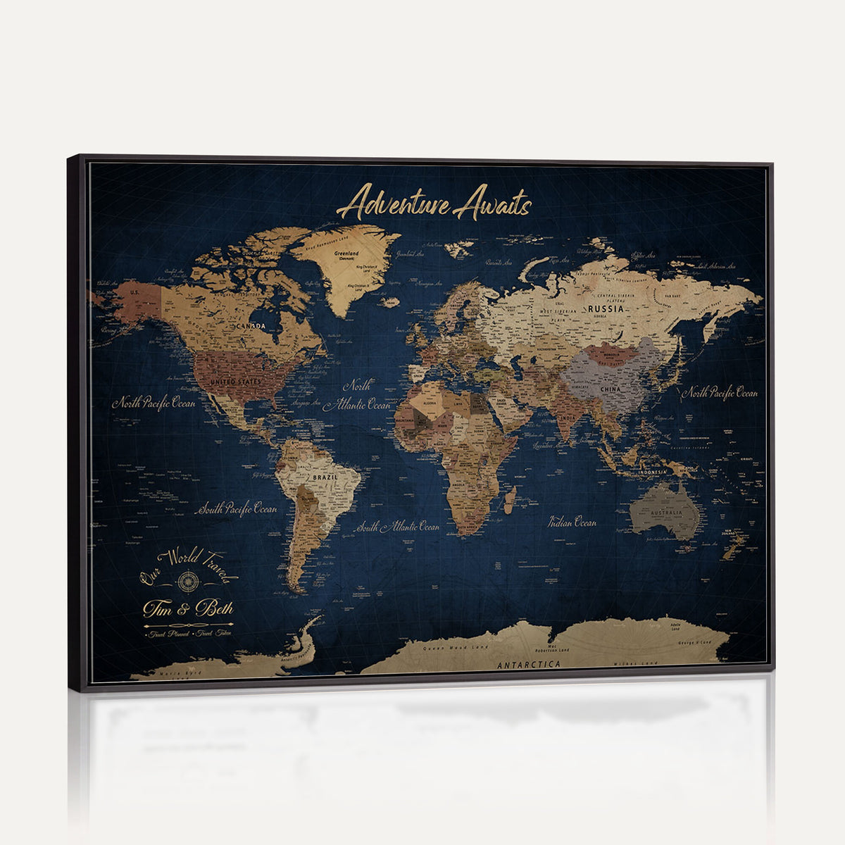 74477969-MGV-CV-36X24 - Custom Push Pin World Map Canvas | Personalized Travel Tracker | Wedding Anniversary Gift for Couples | Adventure Map Wall Art with Pins