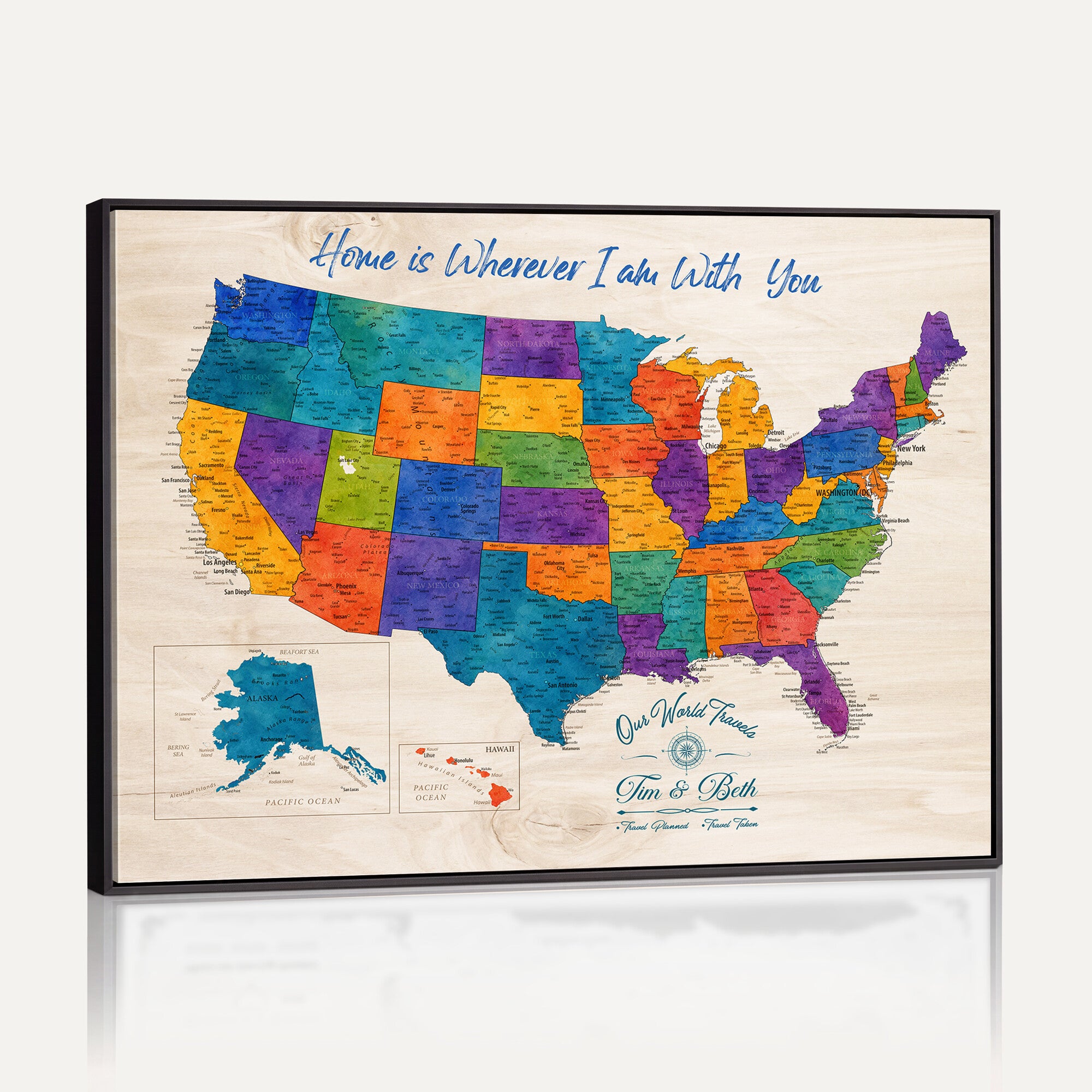 588510355-MGV-CV-36X24 - Personalized USA Push Pin Travel Map – Custom United States Map Wall Art