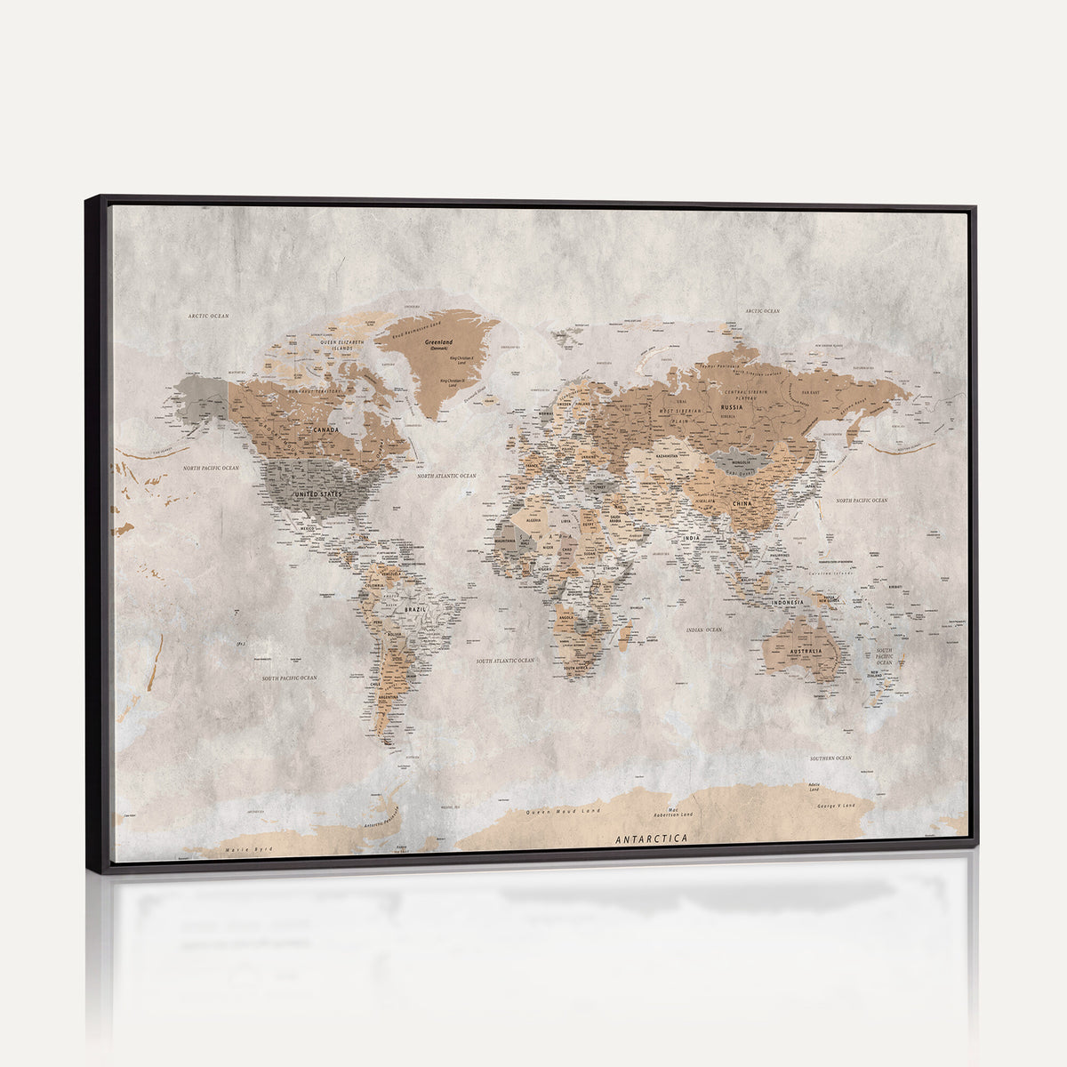 18074626DD-MGV-CV-36X24 - Extra Large Framed Personalize Push Pin World Map Wall Art Canvas Print for Travel Tracking NEWMAP - 009