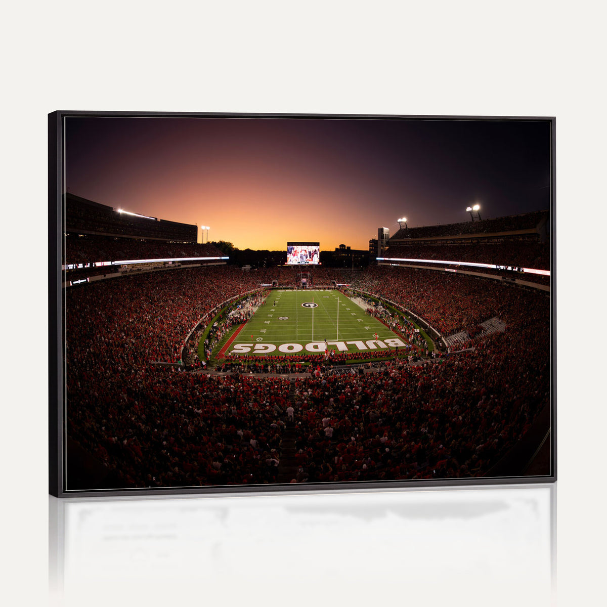 97720998-_Poster-30x20 - Georgia Bulldogs Stadium Sunset Canvas Print 3 Piece Framed Wall Art Extra Large Floating Frame Sports Poster Made in USA