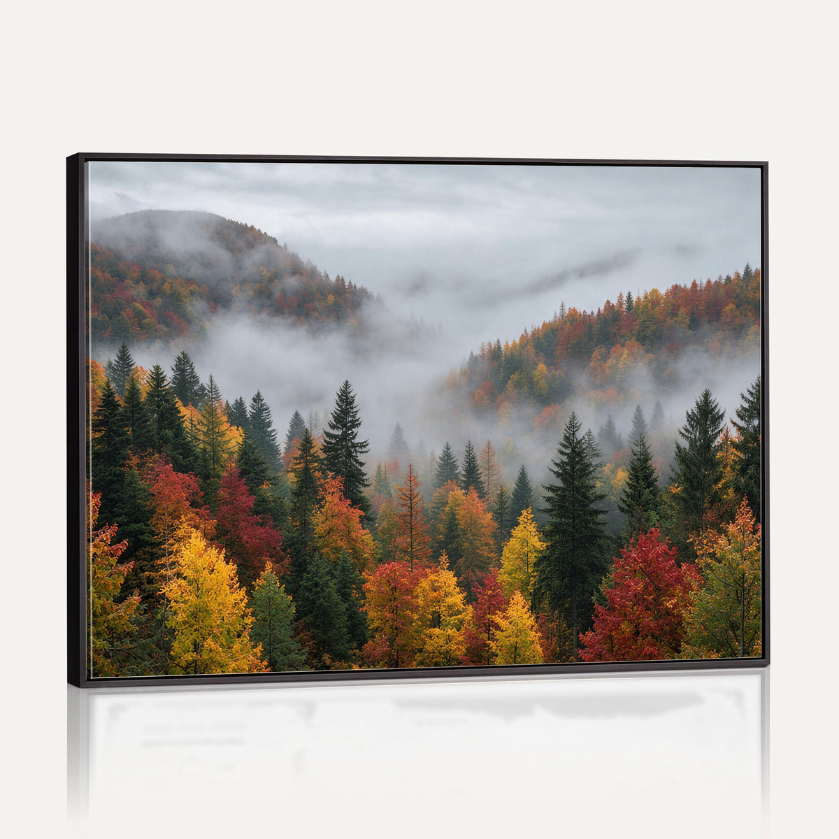 47877083-_Poster-30x20 - Fall Forest Misty Mountain Canvas Print Smoky Mountain Landscape Wall Art Autumn Trees Nature Poster Printing