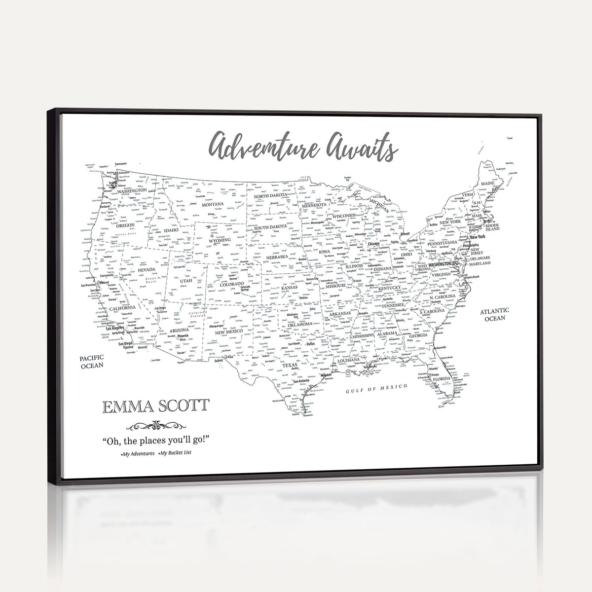 73634814-MGV-CV-36X24 - Custom USA Push Pin Travel Map Canvas Wall Art - Personalized Couples Gift Flat Digital Print