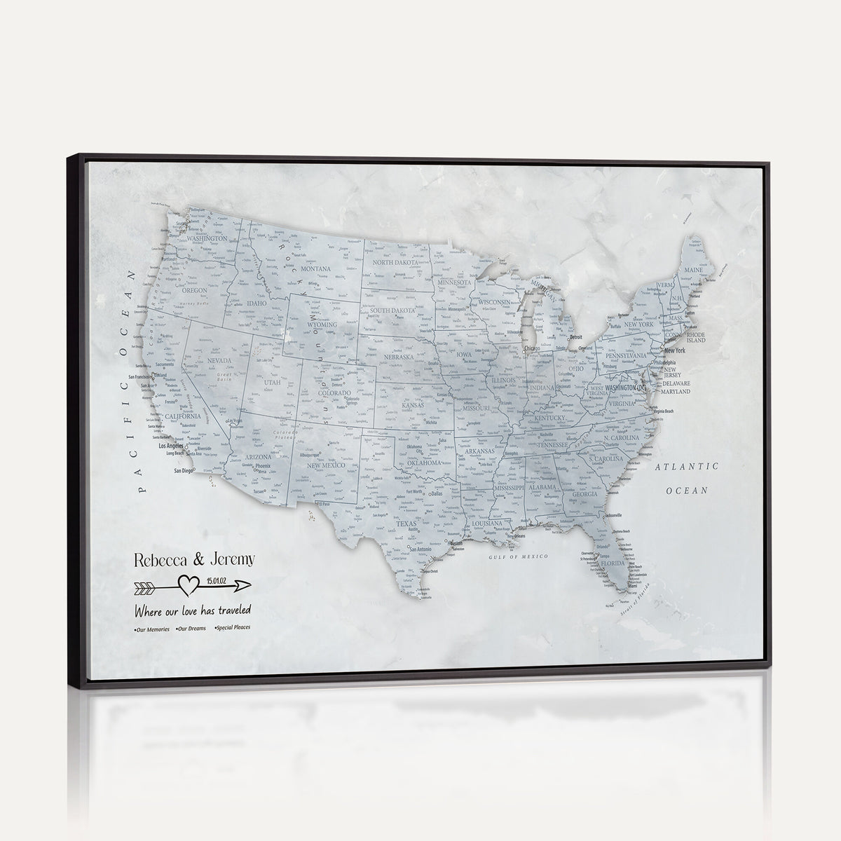35973131-MGV-CV-36X24 - Custom USA Push Pin Travel Map Canvas Wall Art - Personalized Couples Gift Flat Digital Print
