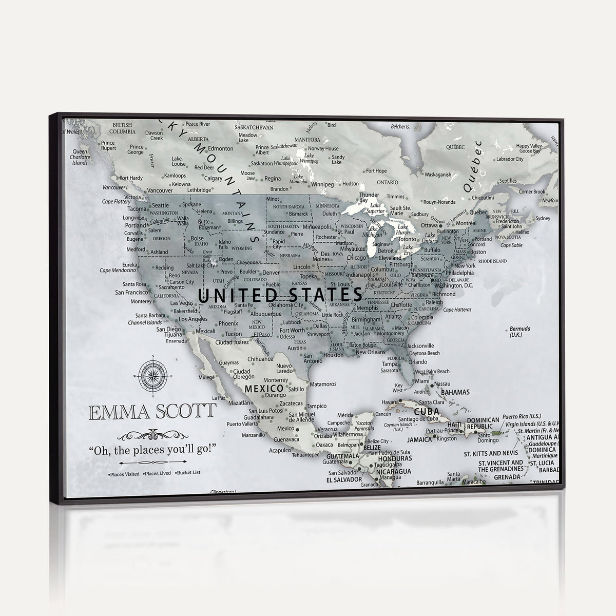 90686209D-MGV-CV-36X24 - Custom USA Push Pin Travel Map Canvas Wall Art - Personalized Couples Gift Flat Digital Print