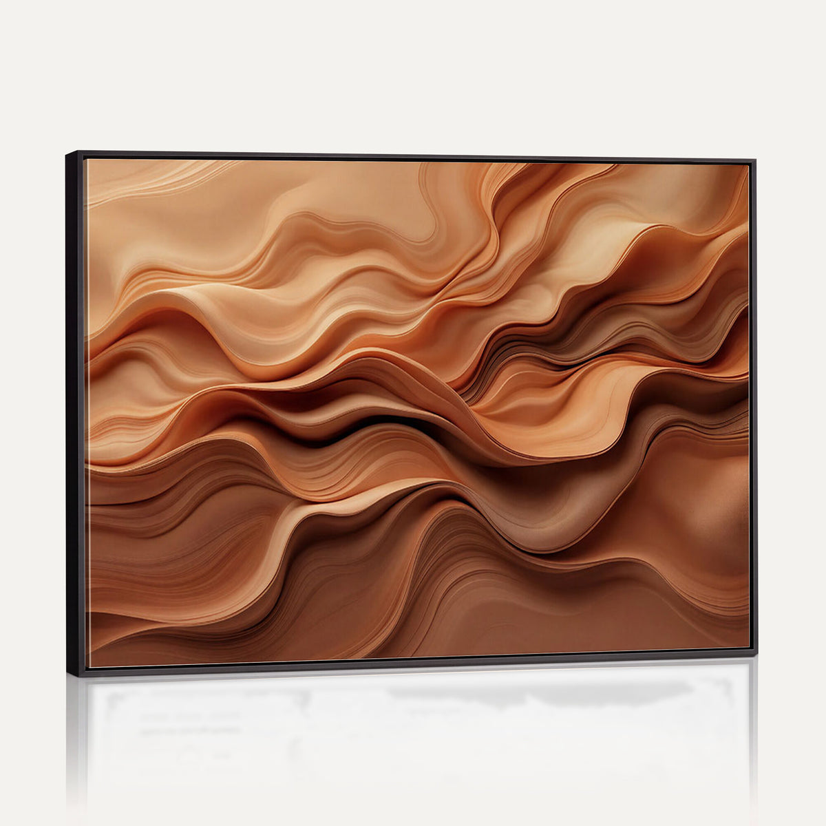 82230697-MGV-CV-36X24 - Modern Abstract Fluid Waves Canvas Wall Art - Minimalist Warm Terracotta Beige Sand Print