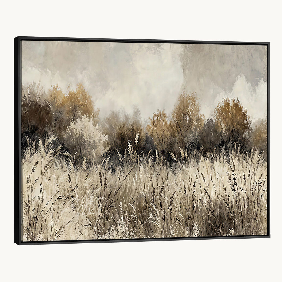 53959945-_Poster-30x20 - Muted Neutral Forest Landscape Canvas Wall Art - Vintage Rustic Wildflower Meadow Print
