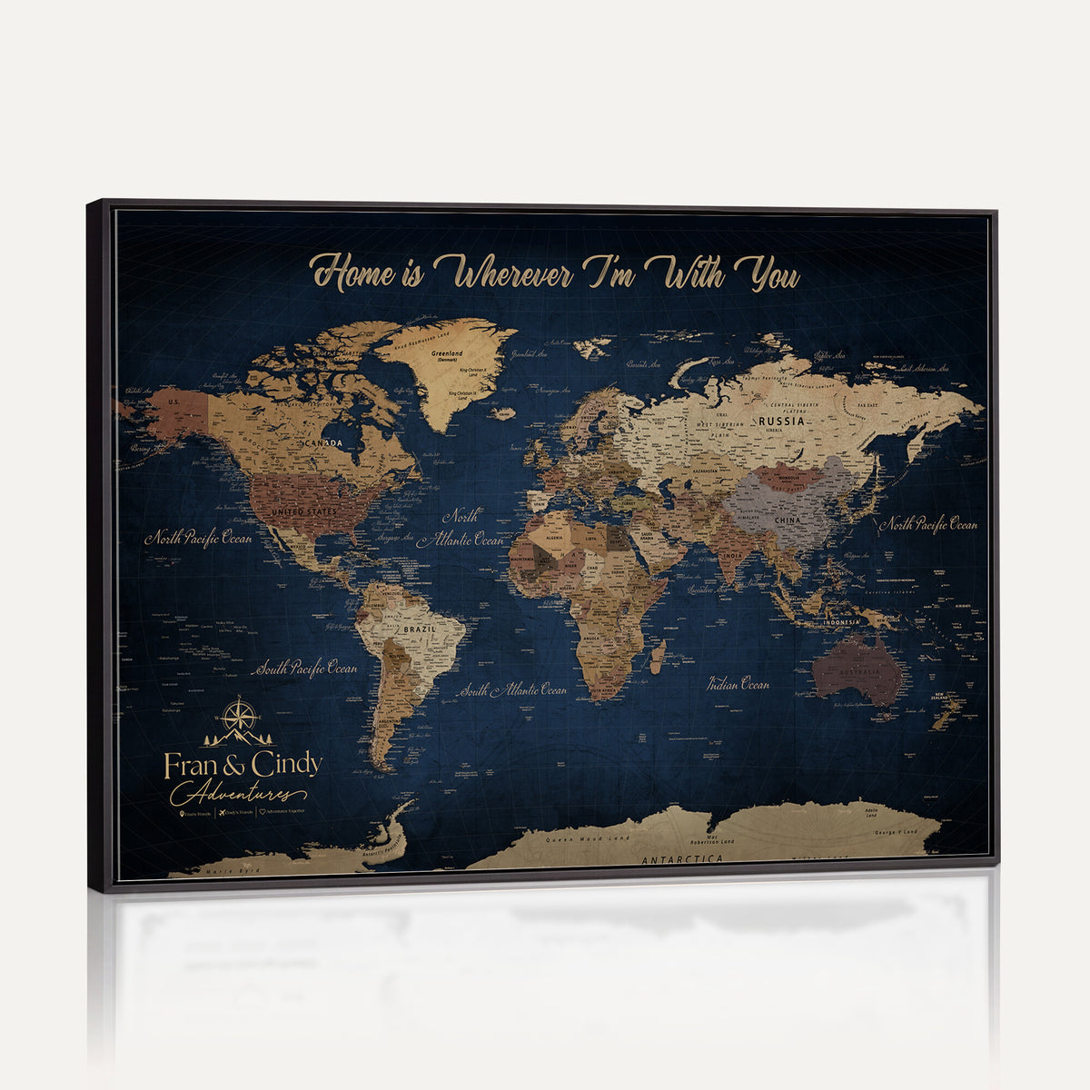 57774467-MGV-CV-36X24 - Custom Push Pin World Map Wall Art Canvas Print – Personalized Travel Tracker with Pins Framed Large for Home and Office Decor