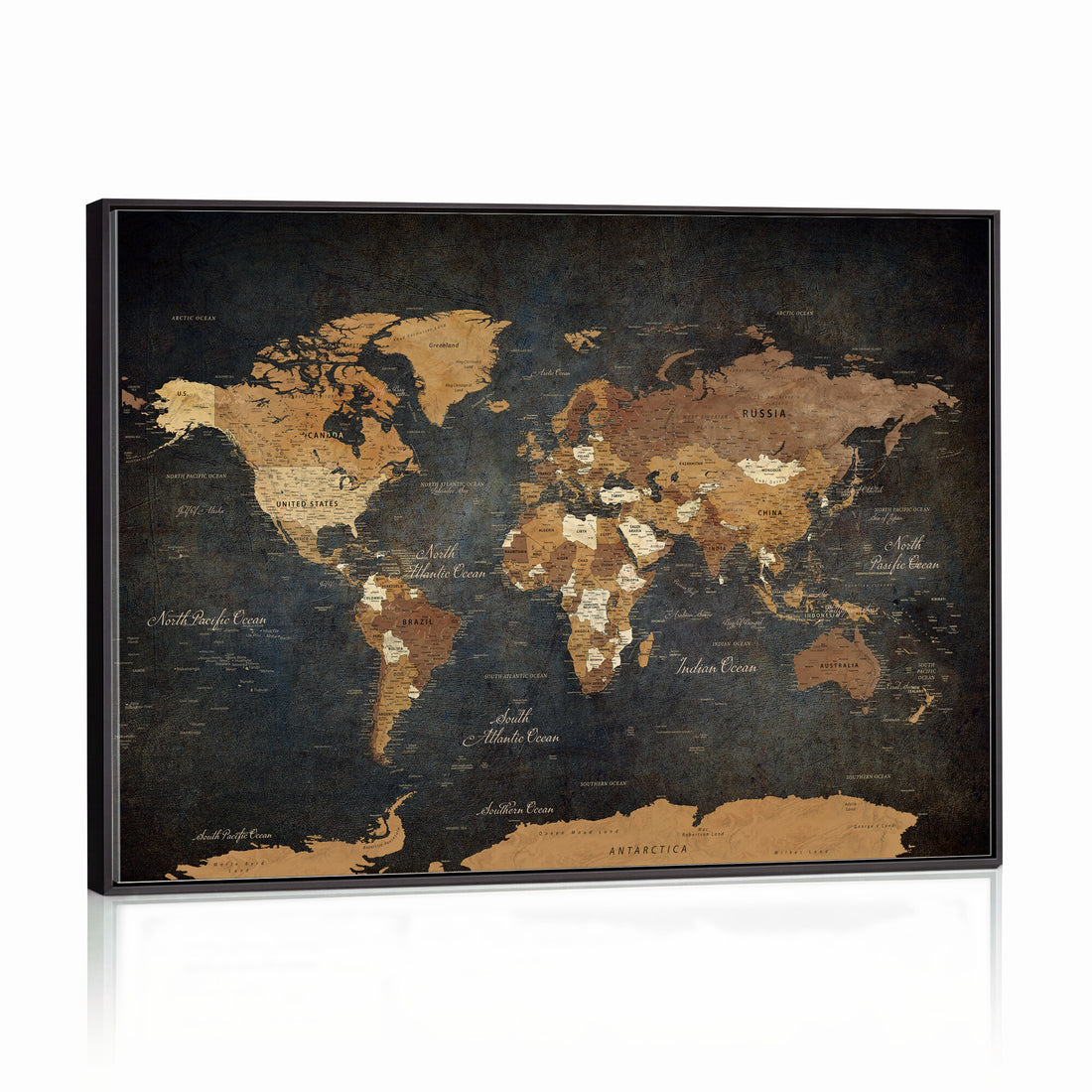 Custom Push Pin World Map Wall Art Canvas Print – Personalized Travel Tracker with Pins Framed Large for Home and Office Decor