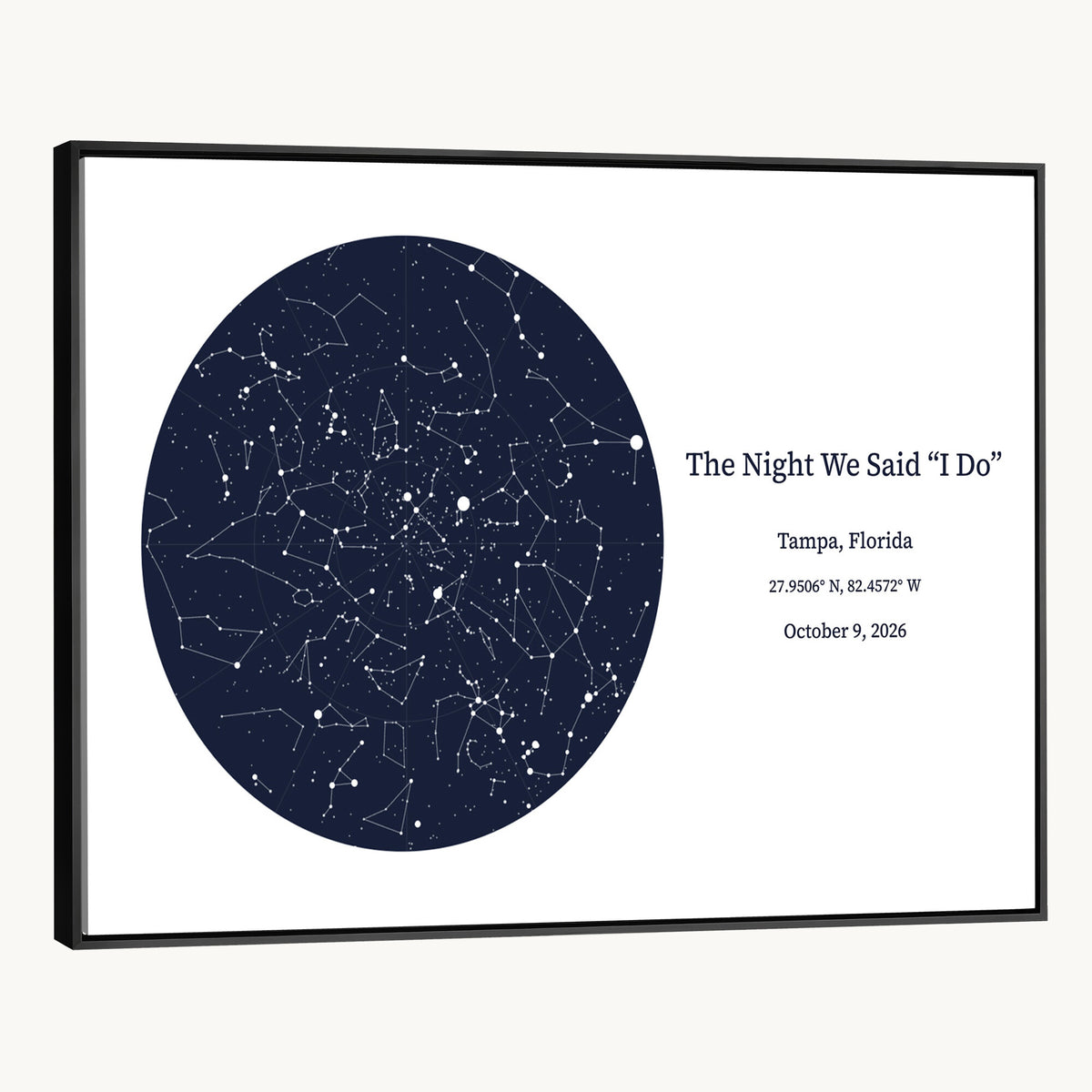 CSTM914STR-MGV-CV-36X24 - Custom Star Map Canvas Print – Personalized Night Sky Wall Art by Date and Location