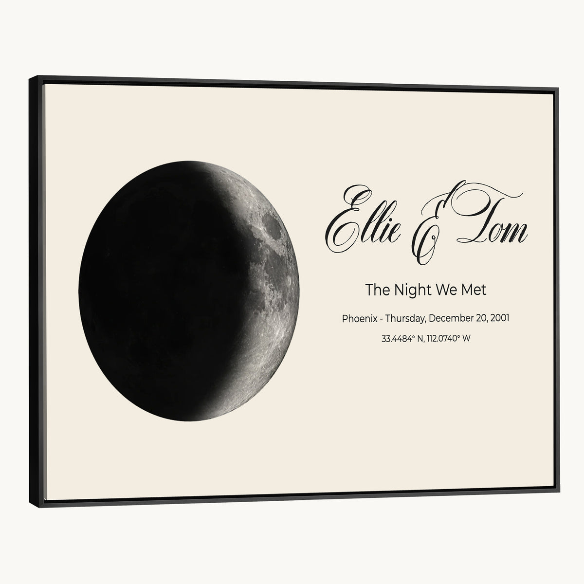 CSTM914MOON-MGV-CV-36X24 - Moon Phase Canvas Print – Personalized Moon from the Night You Met Wall Art