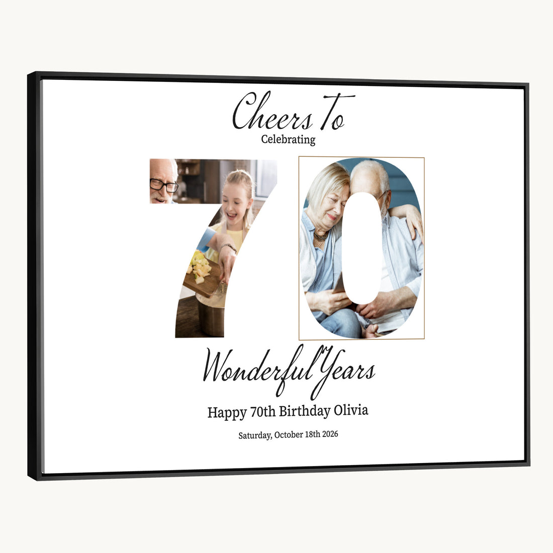 Number with Photo Canvas Print, Personalized Birthday Number Wall Art