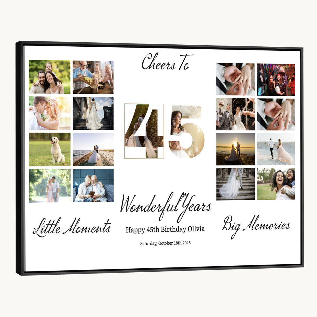 Moments and Memories Photo Grid Canvas, Personalized Birthday Wall Art