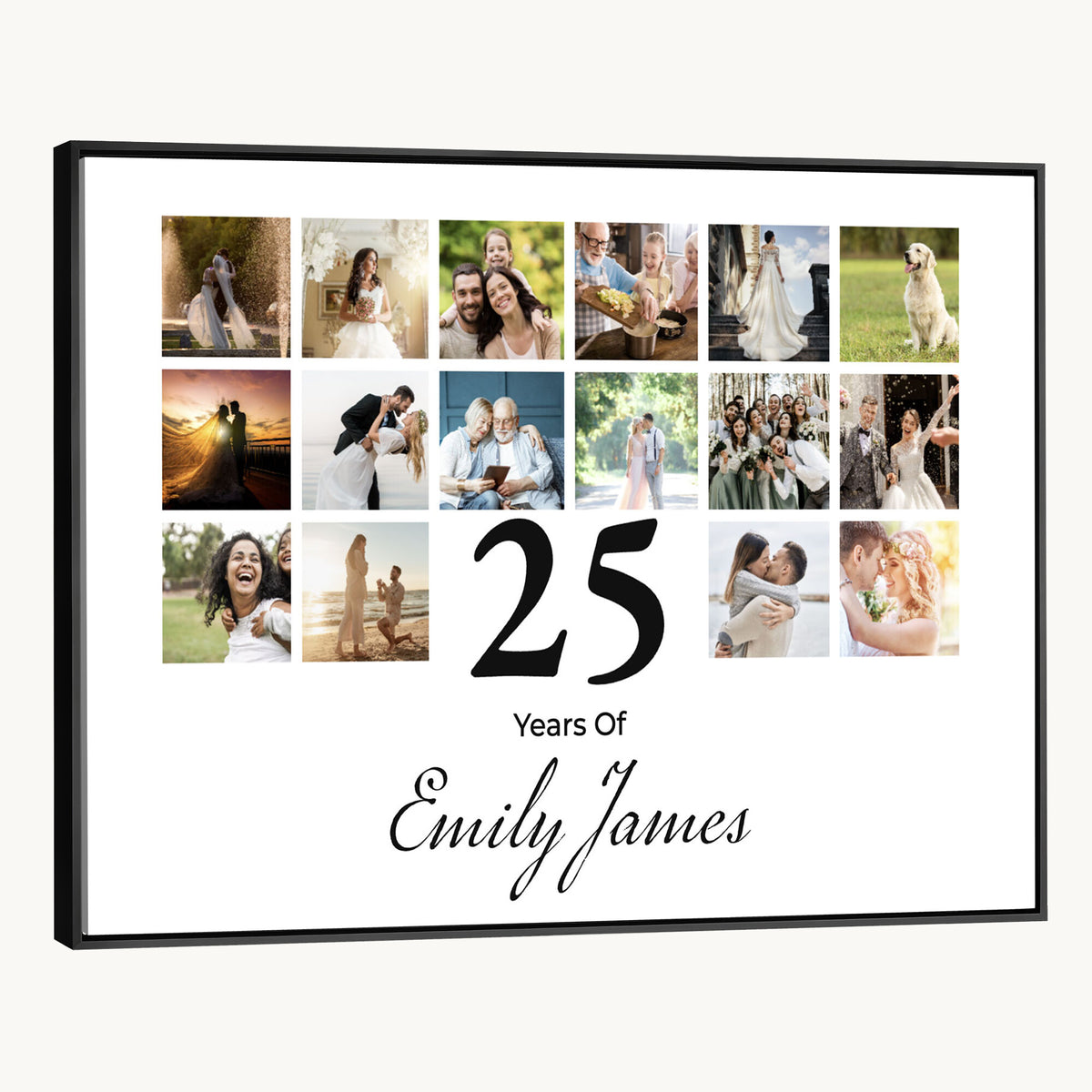 CSTM914ANID-MGV-CV-36X24 - Photo Grid with Number Canvas Print – Personalized Birthday or Anniversary Photo Collage