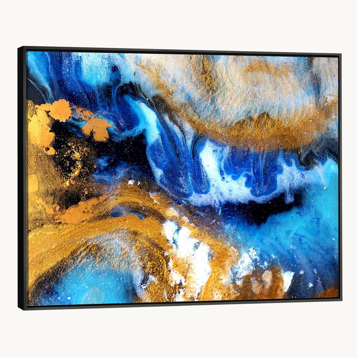 42100-_Poster-30x20 - Large Abstract Wall Art Print | Gold and Blue Abstract Canvas Wall Art
