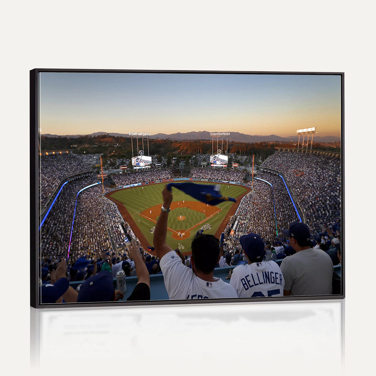 60162-MGV-CV-36X24 - Dodger Stadium Sunset Game Triple Canvas Wall Art, Los Angeles Dodgers MLB Match