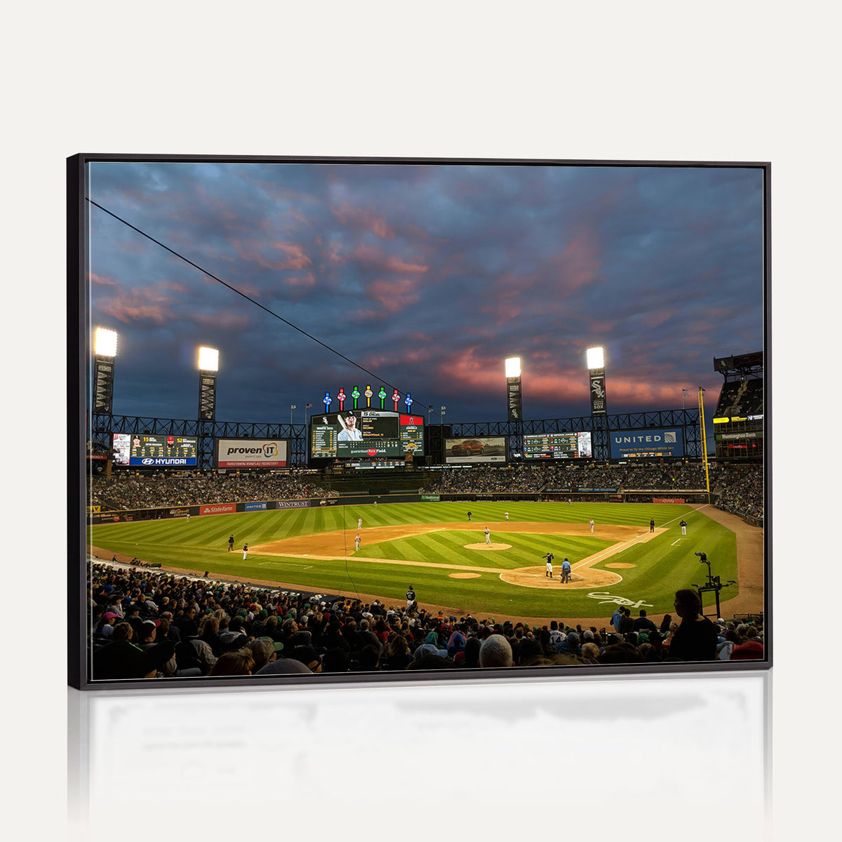 96063-MGV-CV-36X24 - Chicago White Sox Baseball Team Print Canvas, Guaranteed Rate Field, Framed and Ready to Hang