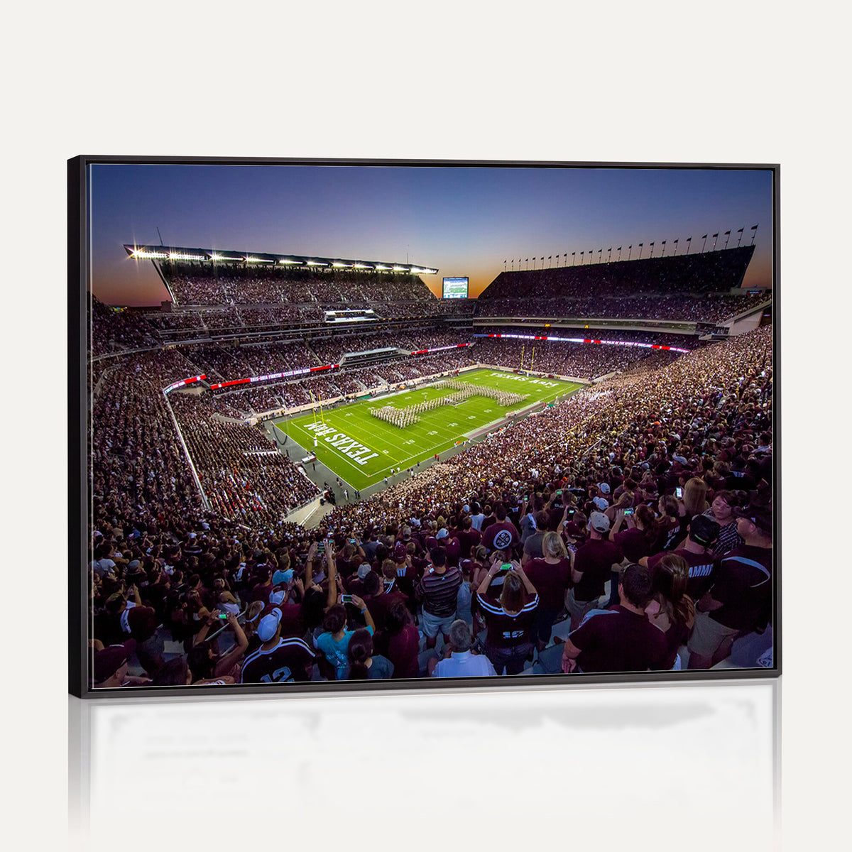 25148-MGV-CV-36X24 - Texas A&M University Aggies Football Team Print, College Station Kyle Field, Framed and Ready to Hang